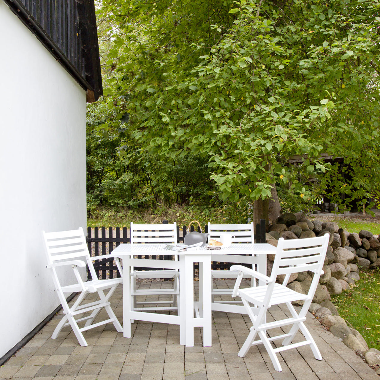 Butterfly & York - klapbord & fire stole - hvidt