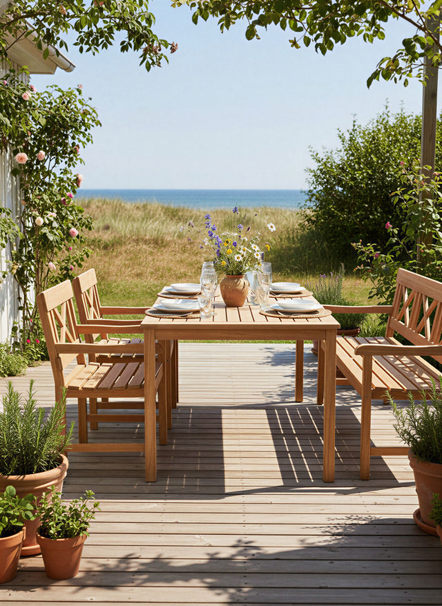 Sofiero sæt - tre-personers bænk, to stole & bord - teak