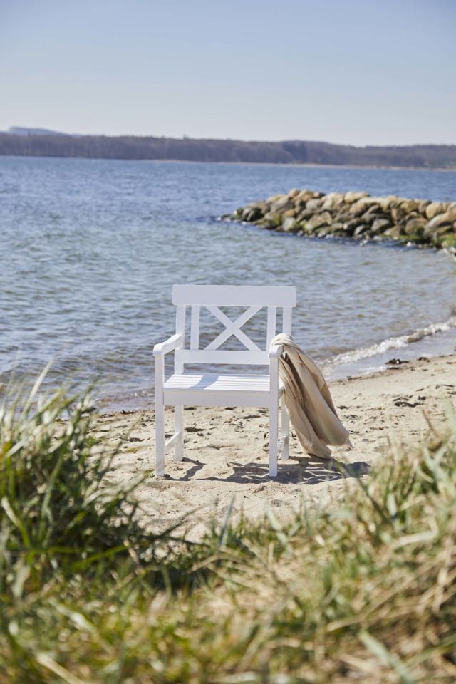 Sofiero sæt - tre-personers bænk, to stole & bord - hvidt
