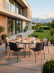 Ellen & Mood Classic sæt - bord Ø150 & seks stole - antracit