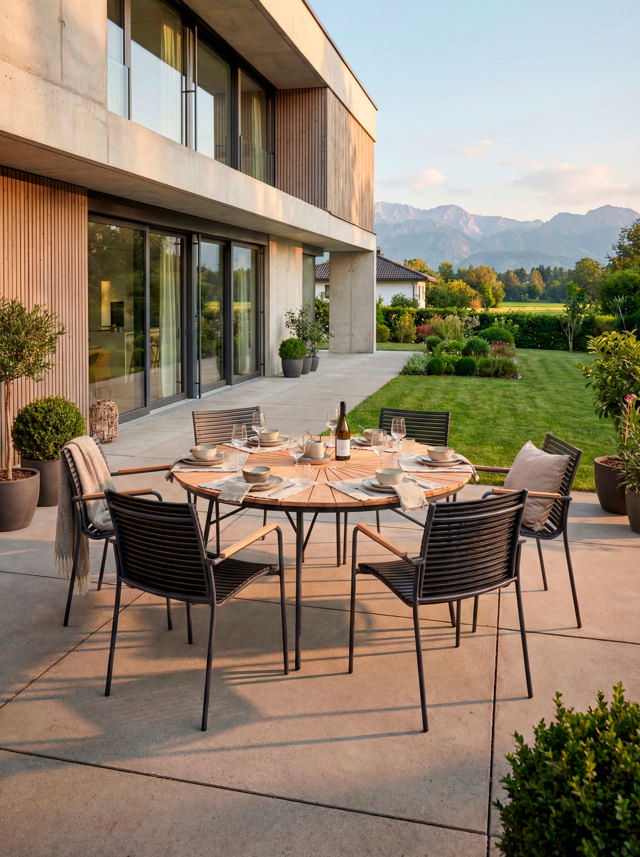 Ellen & Mood Classic sæt - bord Ø150 & seks stole - antracit