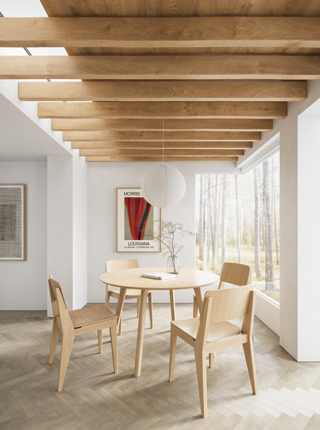 Elvo sæt - rundt spisebord & fire stole