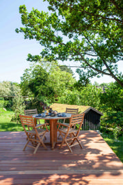 Butterfly foldebord - teak Ø110