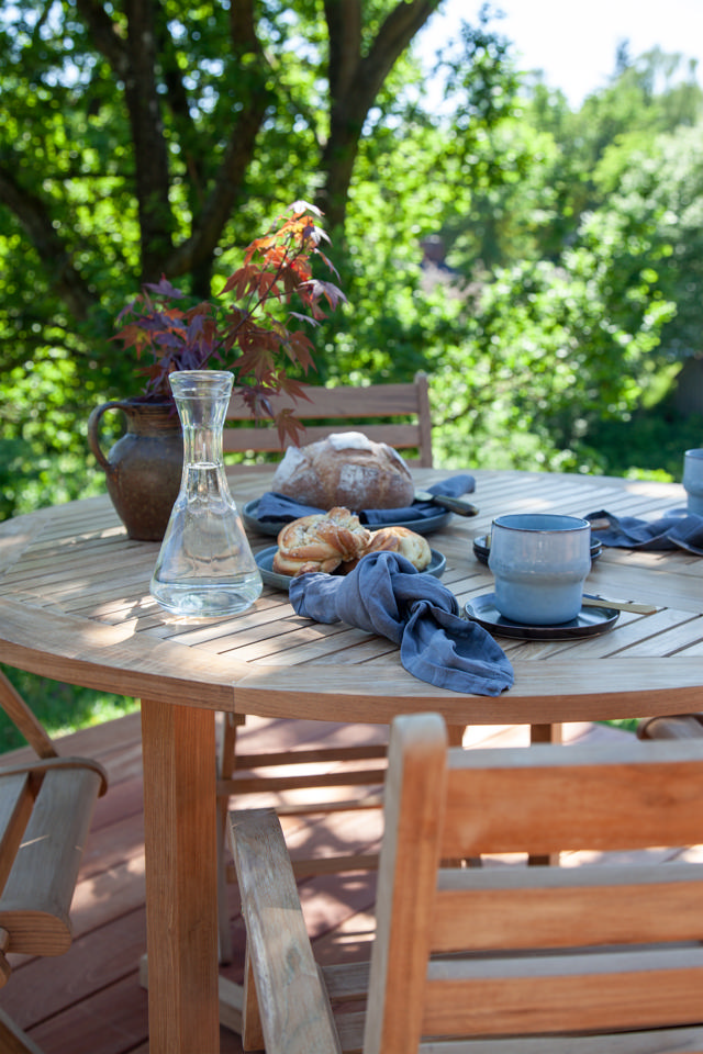 Butterfly foldebord - teak Ø110