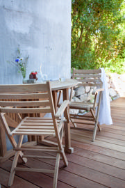 Butterfly foldebord - teak Ø110