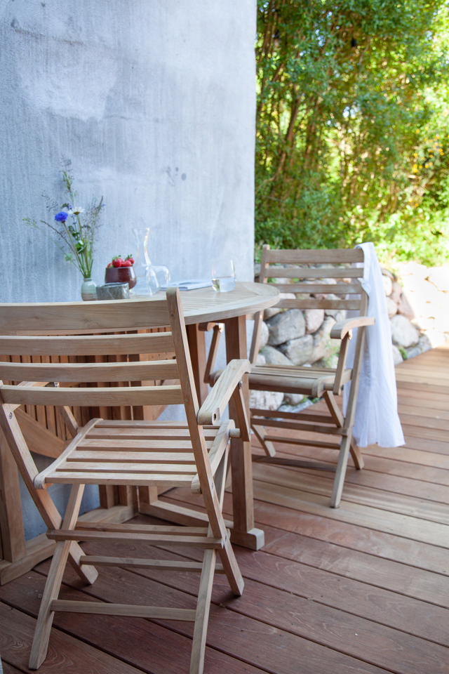 Butterfly foldebord - teak Ø110