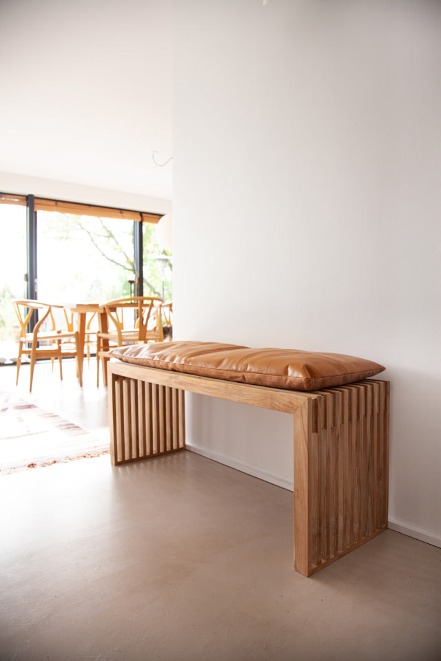 Rib tre-personers bænk - teak