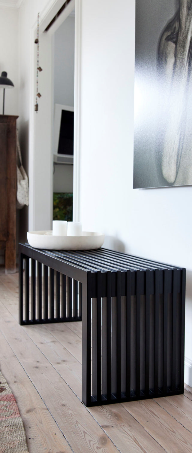 Rib tre-personers bænk - sort