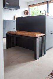 Rib tre-personers bænk - sort