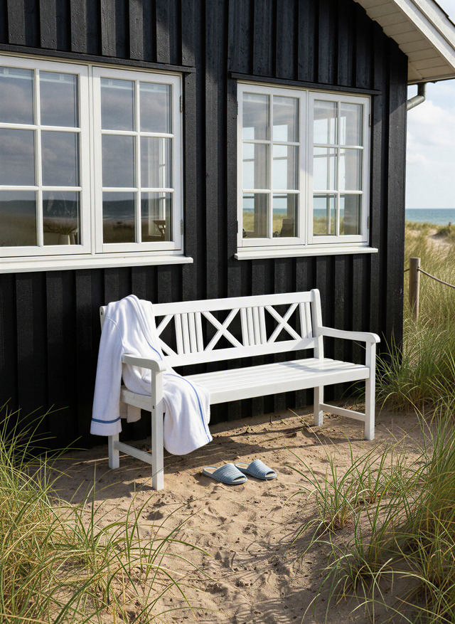 Rosenborg tre-personers bænk - hvid