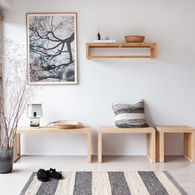 Rib stor garderobehylde - bambus