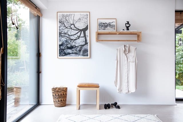 Rib stor garderobehylde - bambus