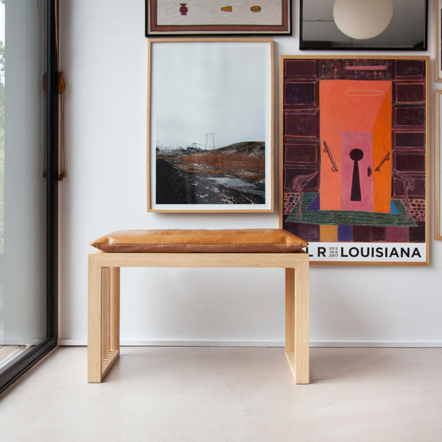 Rib siddepude to-personers bænk - læder